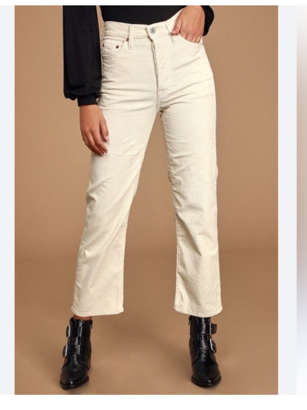 Cleo + Wolf Corduroy Pants Ultra High Rise Kick Flare Size 28 Retro 70s Chic